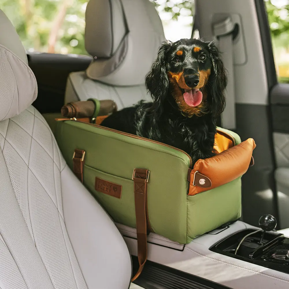 Deluxe Faux Leather Safety Center Console Pet Car Seat and Cat & Dog Carrier - Urban Voyager