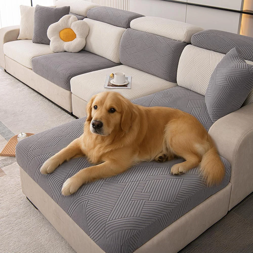 Modern Geometric Stretch Full-Wrap Magic Sectional Couch Cover