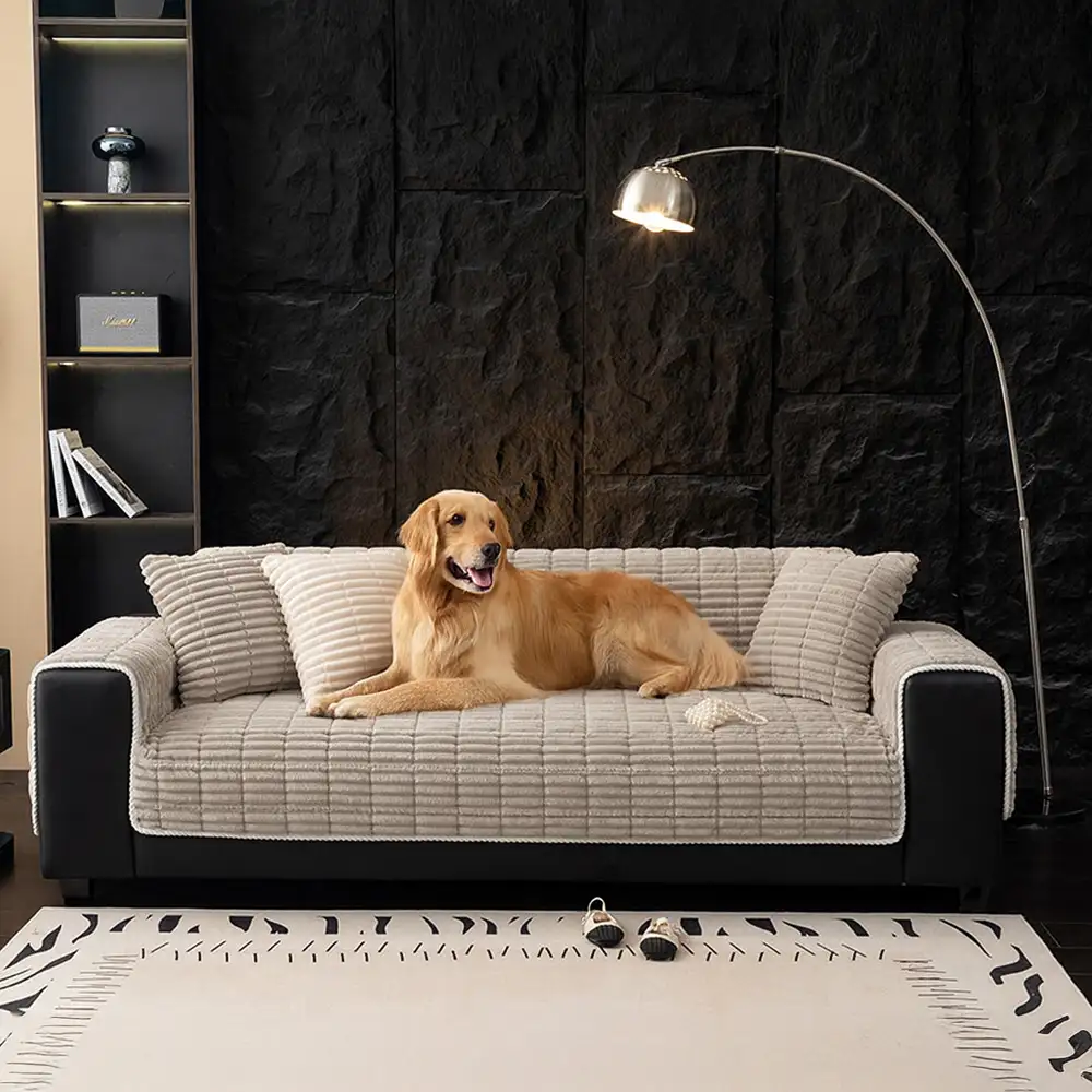 Waterproof One-Piece Cozy Flannel Sofa Protection Non-Slip Couch Cover