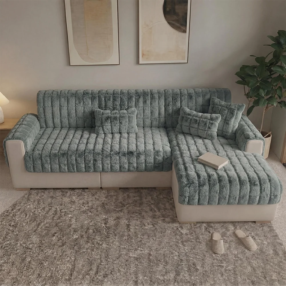 Water-resistant Fluffy Soft Furniture Protector Sectional Couch Cover-EverDry