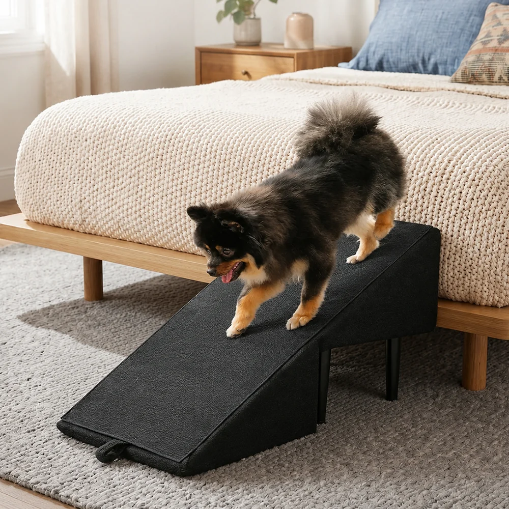 2-in-1 Convertible Wooden Home Step Stool Dog Ramp Stairs for Bed