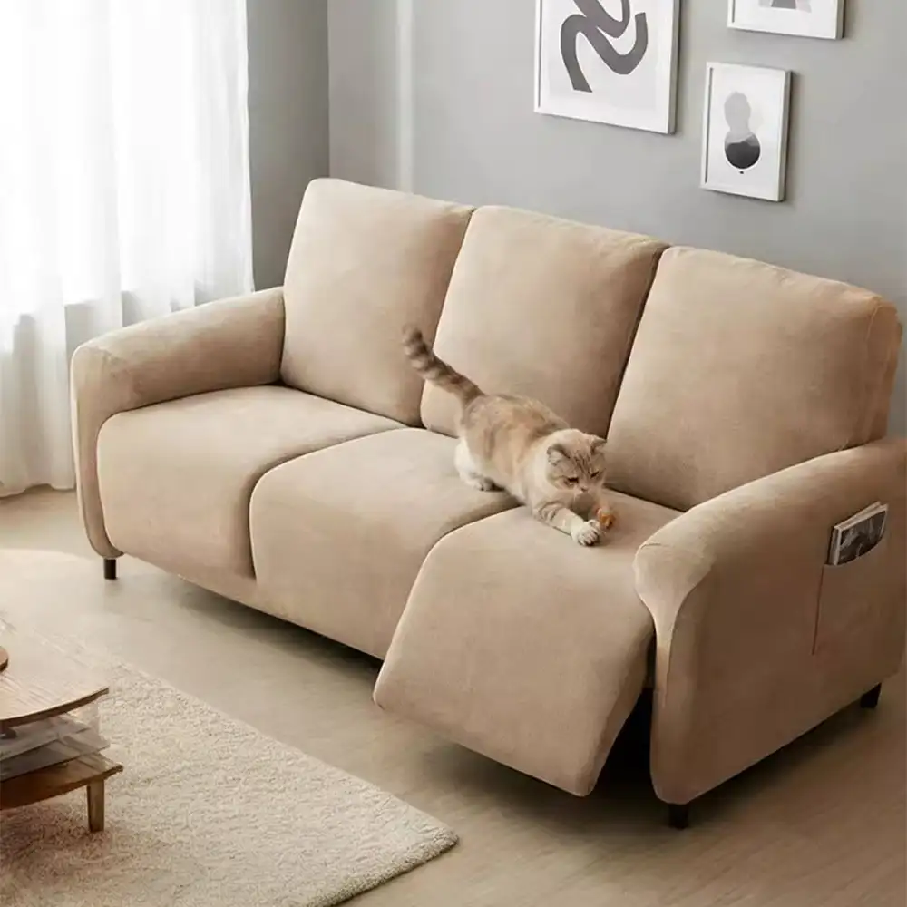 Chenille Herringbone Elastic Full-Coverage Recliner Couch Cover