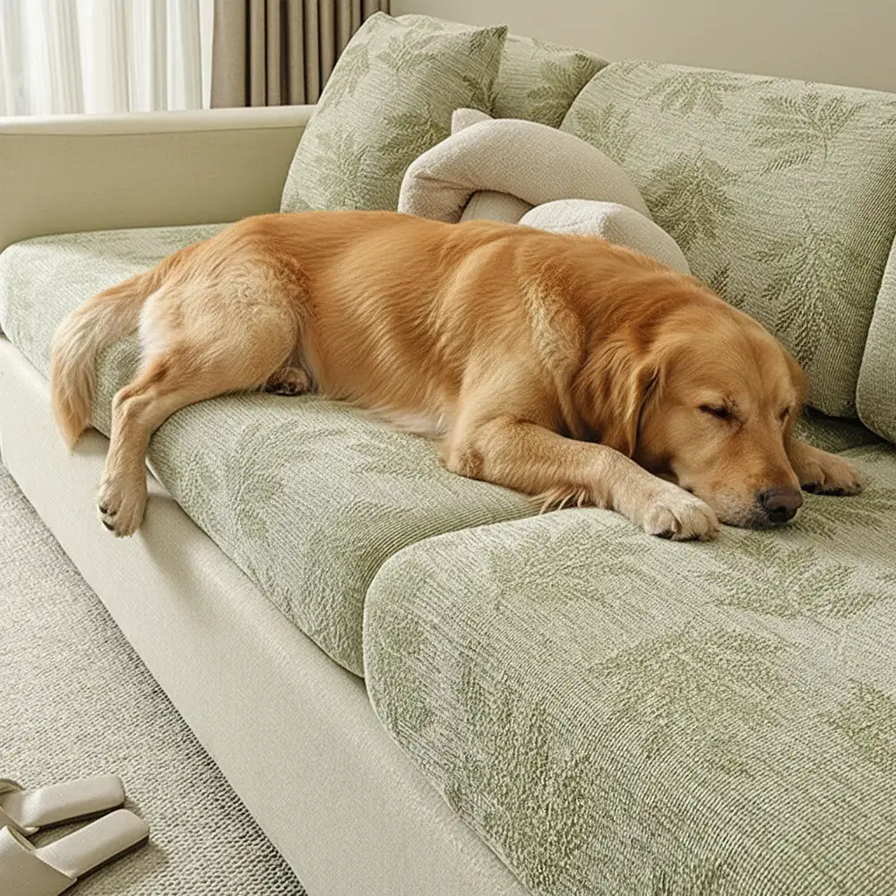 Elastic Chenille All-Season Anti-Scratch Full-Coverage Stretch Sectional Couch Cover