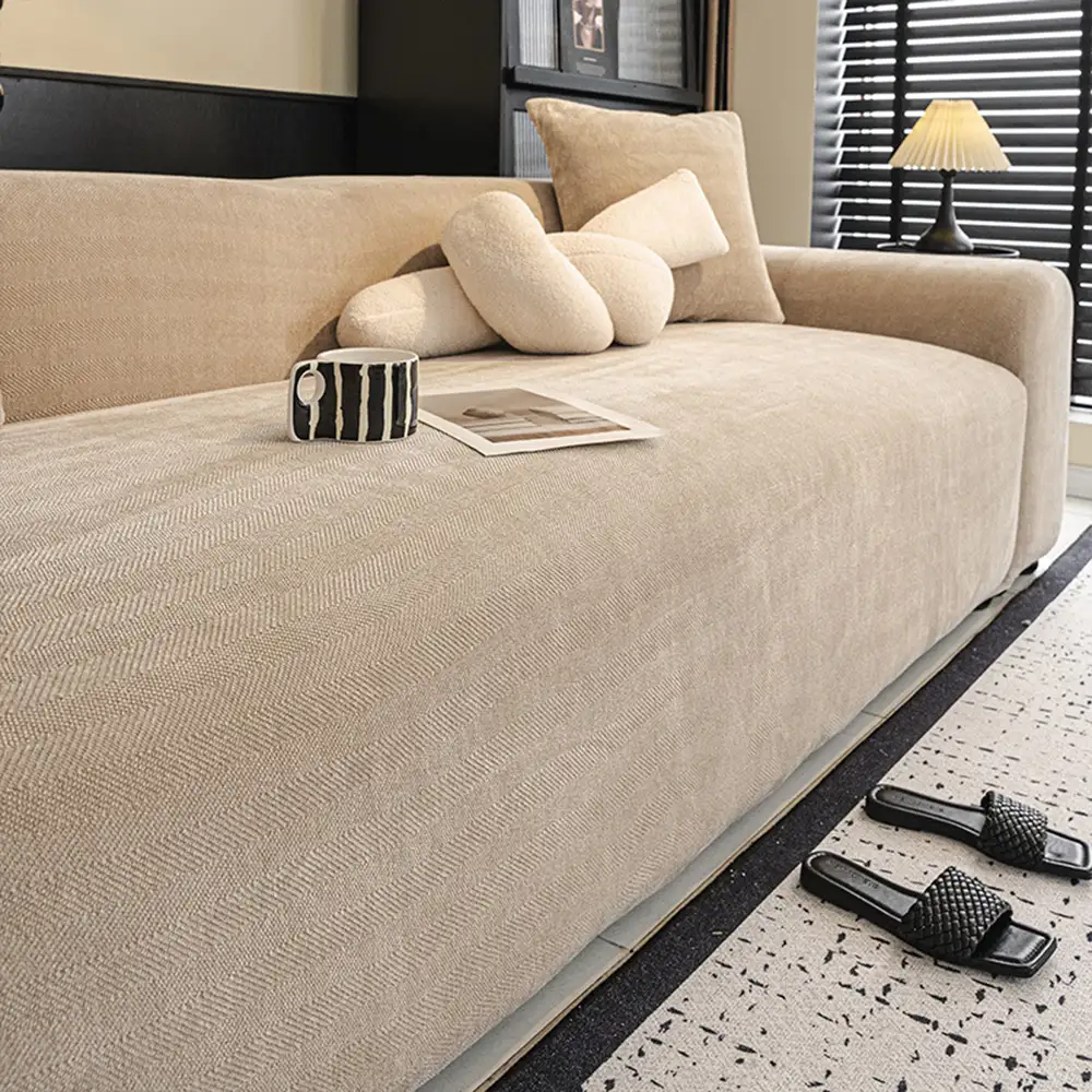 Herringbone Full Coverage Scratch-Resistant Sofa Protection Magic Stretch Couch Cover