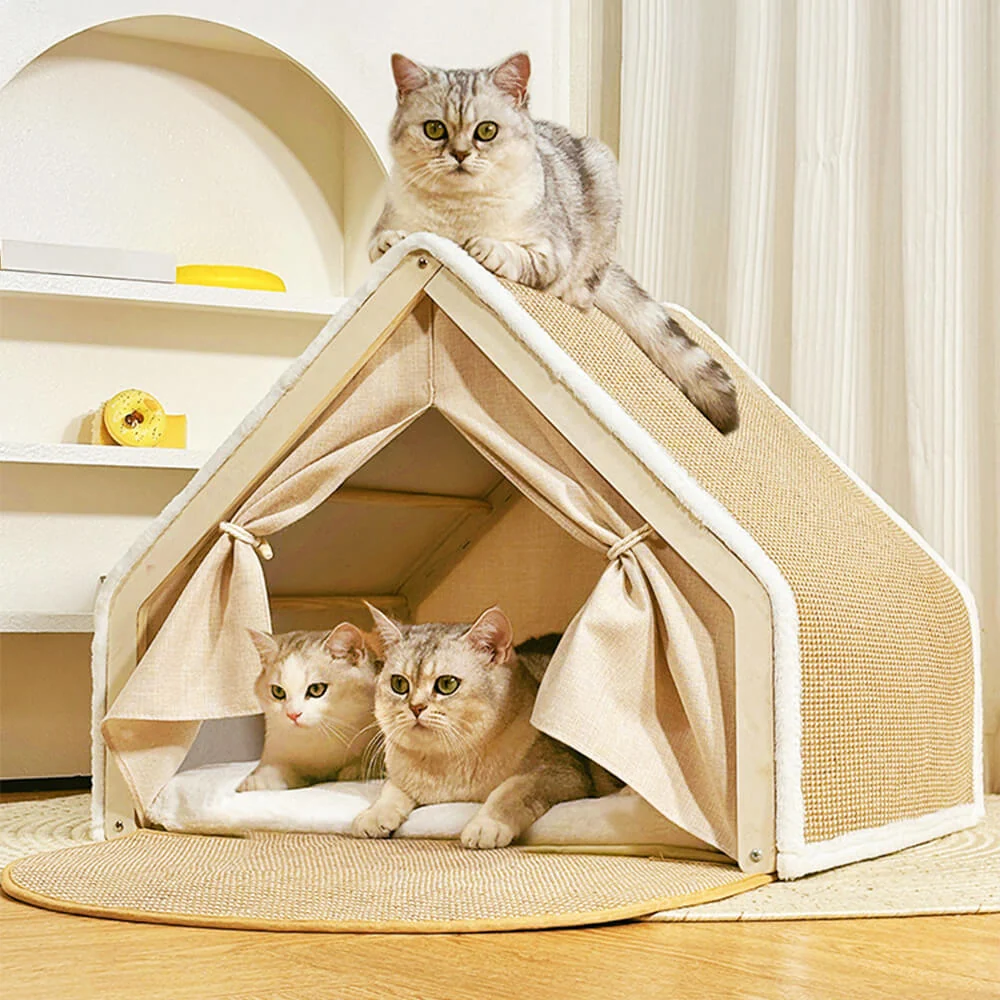 All-in-One Cat Tent with Scratching Roof and Cozy Sleeping Area - Image 5
