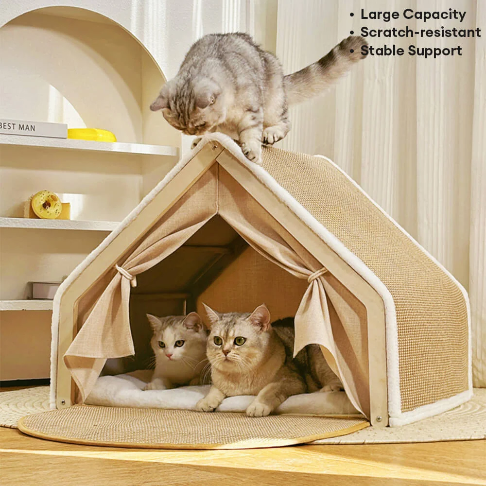 All-in-One Cat Tent with Scratching Roof and Cozy Sleeping Area - Image 7