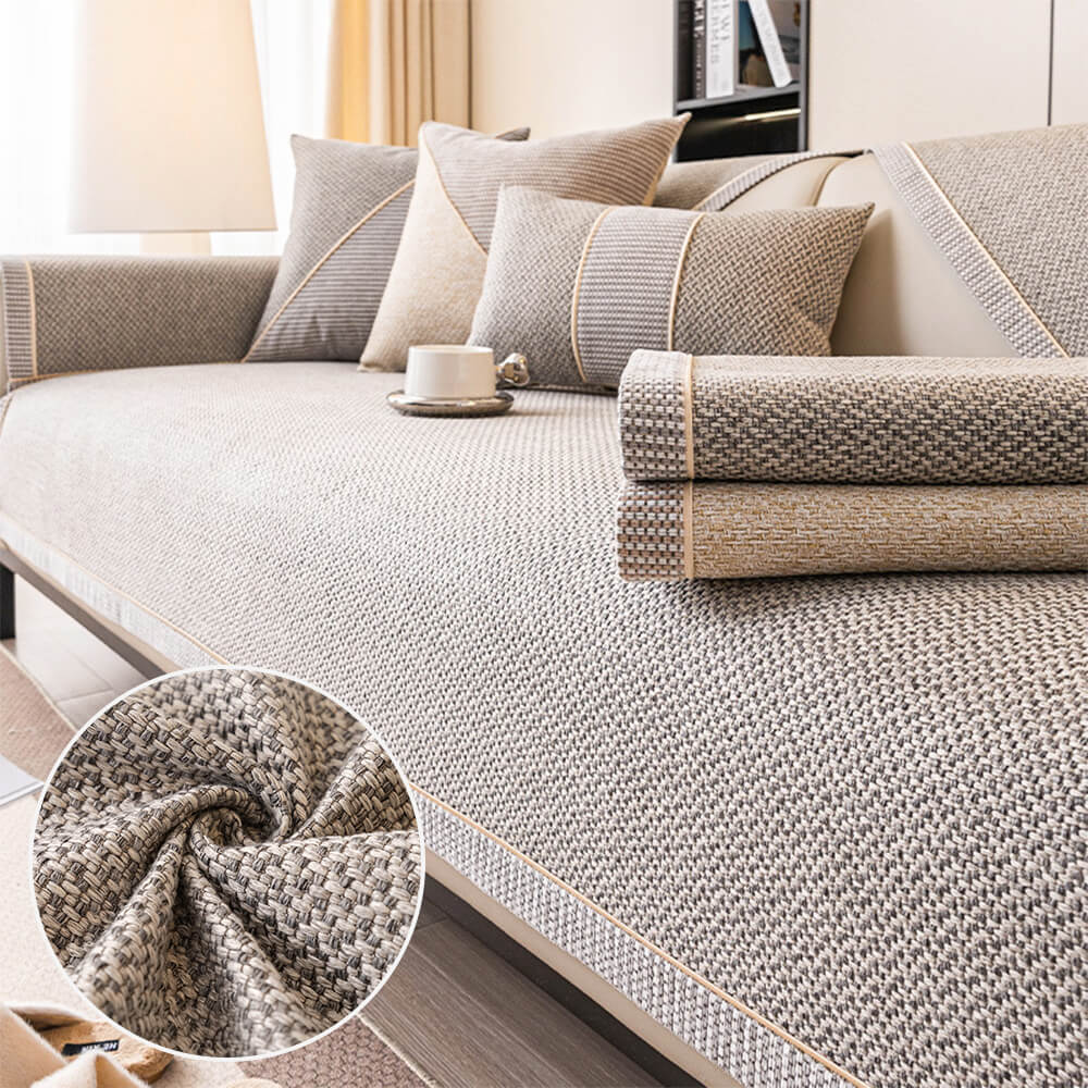 Breathable Woven Cotton Linen Non-Slip Couch Cover