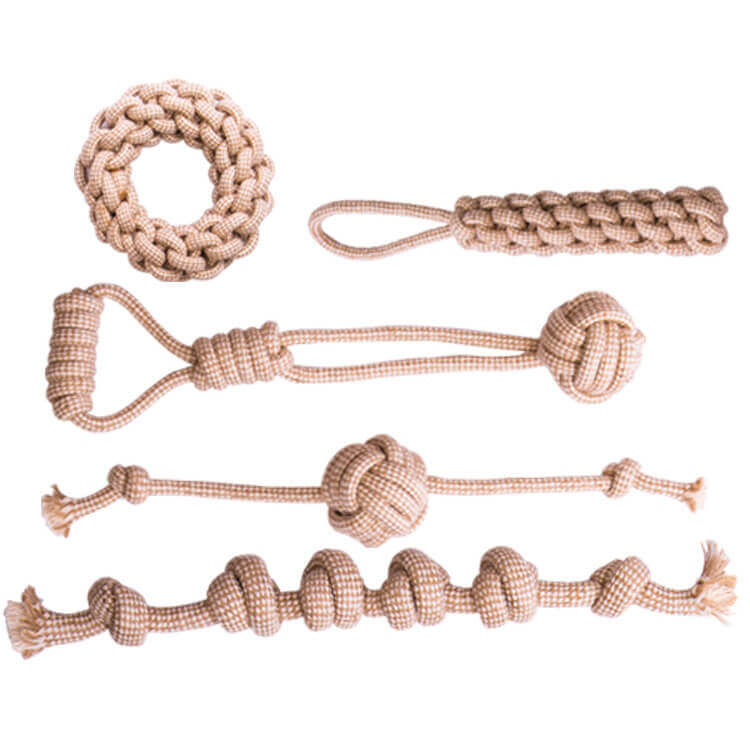 Linen Cotton Rope Toy Set Teeth Cleaning Interactive Chew Dog Toy - Image 3