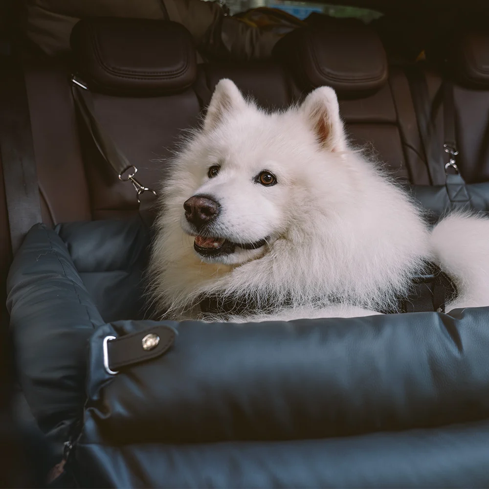 Large Deluxe Faux Leather Dog Car Seat Booster Bed - Urban Voyager - Image 15