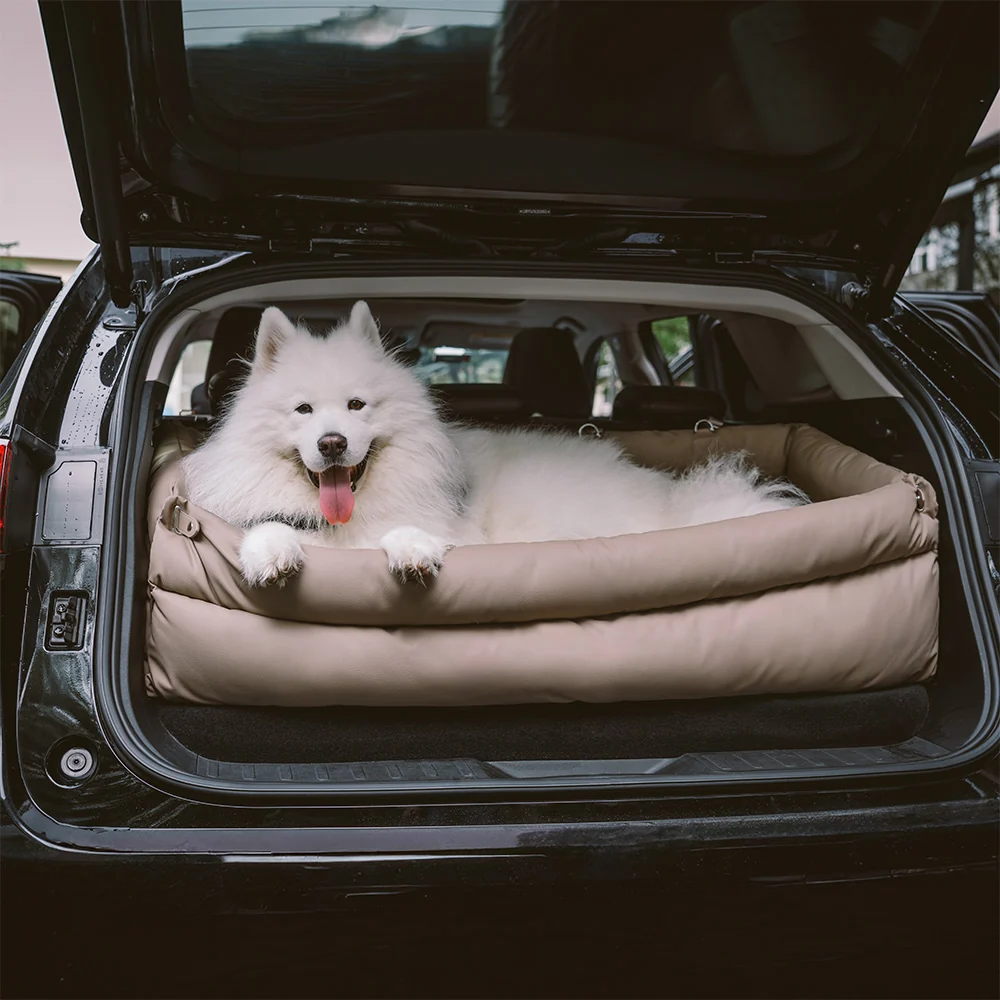 Large Deluxe Faux Leather Dog Car Seat Booster Bed - Urban Voyager - Image 12