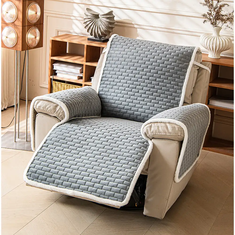 Plush Scratch-Resistant Recliner Couch Covers Slipcovers with Elastic Straps