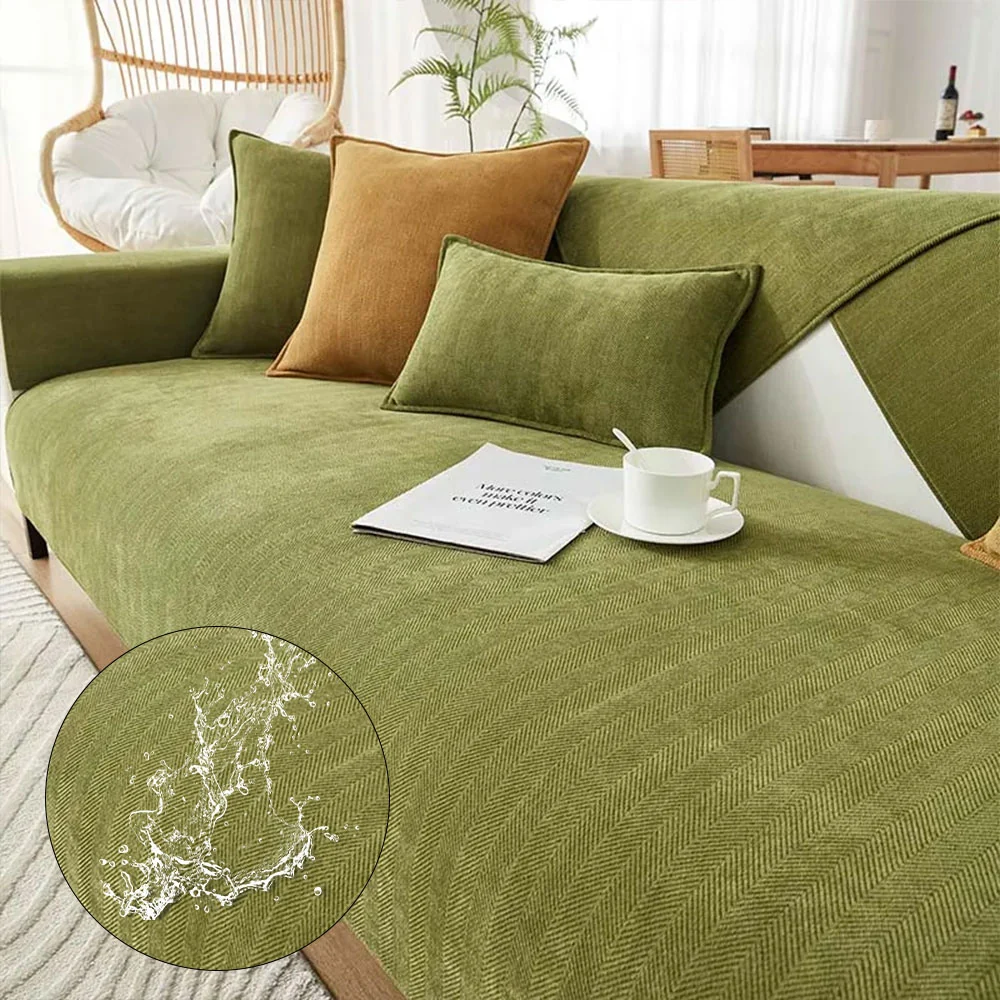Herringbone Chenille Fabric Furniture Protector Couch Cover